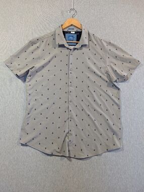 Essex Crossing Sailboat Print Button Shirt Men's XL Gray Blue Stretch